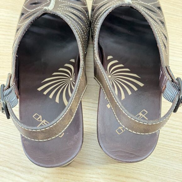 Dansko Womens Rowena Sandals Size 41 (US 10.5-11) Brown Leather Wooden Heel Shoe - Picture 8 of 12